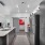 a kitchen with a marble island
